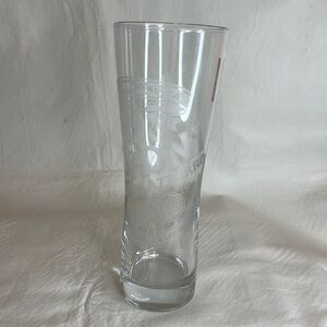 Peroni Beer Drinking Glass Clear Etched 8 1/4 Inches Tall 3 Inches Diameter